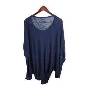 SOFT SURROUNDINGS  Poncho Cape‎ Shawl Sweater Blue Knit S/M